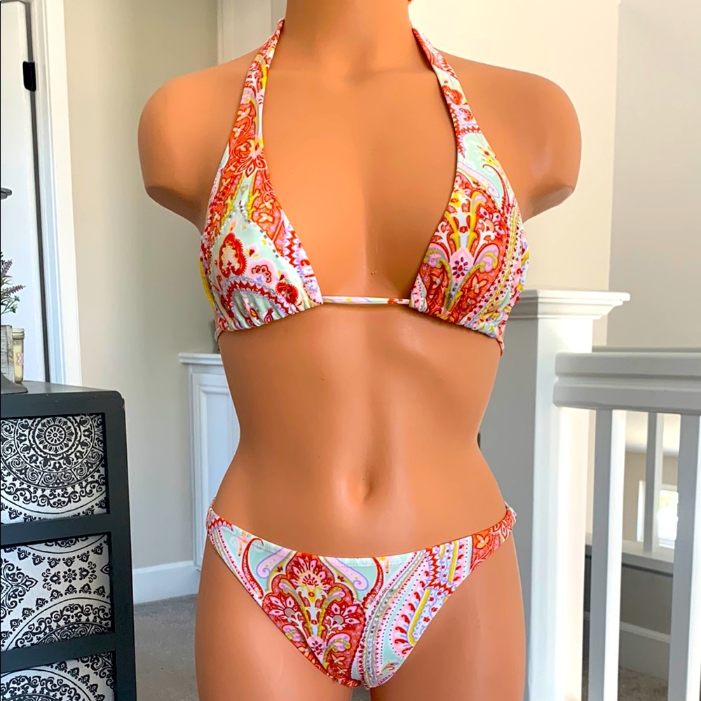 Letarte- Vibrant Paisley Halter Bikini